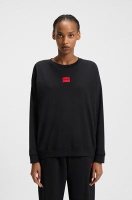 Regular-fit pyjamas in stretch cotton with logo labels, Black