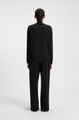 Regular-fit pyjamas in stretch cotton with logo labels, Black