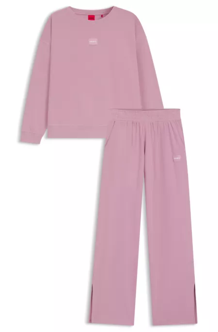 Regular-fit pyjamas in stretch cotton with logo labels