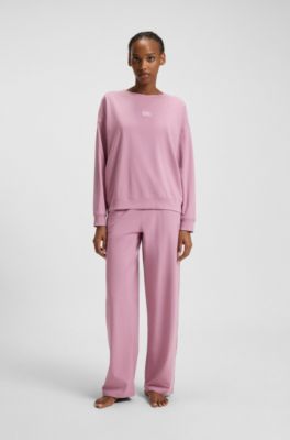 Regular-fit pyjamas in stretch cotton with logo labels, Pink