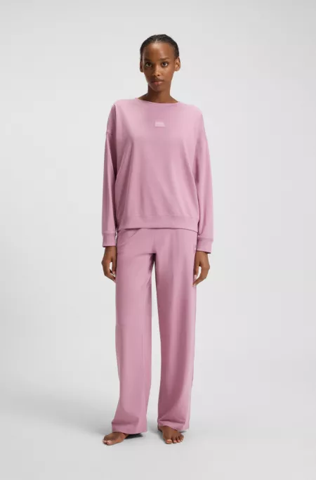 Regular-fit pyjamas in stretch cotton with logo labels