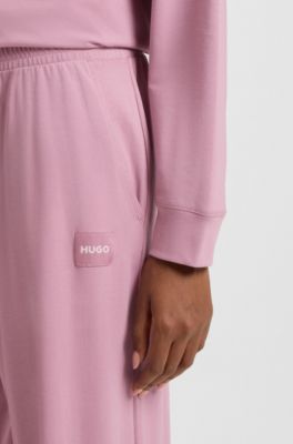 Regular-fit pyjamas in stretch cotton with logo labels, Pink