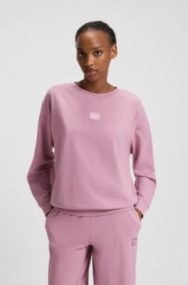 Regular-fit pyjamas in stretch cotton with logo labels, Pink