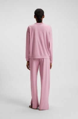 Regular-fit pyjamas in stretch cotton with logo labels, Pink