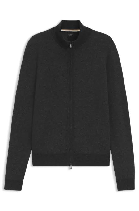 Knitted cardigan in virgin wool and cotton