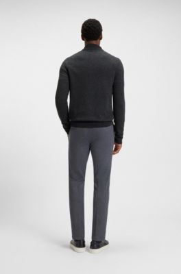 Knitted cardigan in virgin wool and cotton, Black