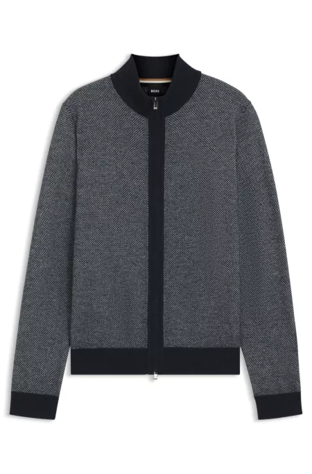 Knitted cardigan in virgin wool and cotton
