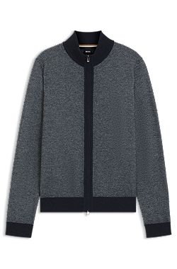 Knitted cardigan in virgin wool and cotton