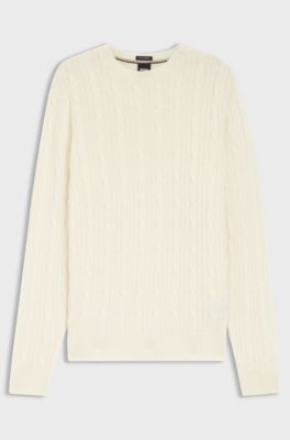 Cable-knit sweater in wool and cashmere, Natural