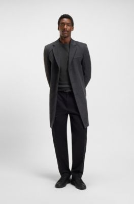 Regular-fit sweater in cotton and virgin wool, Dark Grey