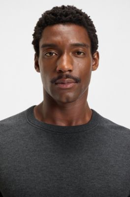 Regular-fit sweater in cotton and virgin wool, Dark Grey