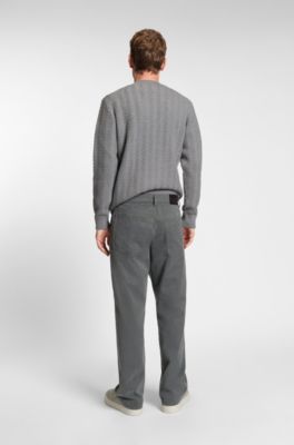 Virgin-wool sweater with herringbone structure, Grey
