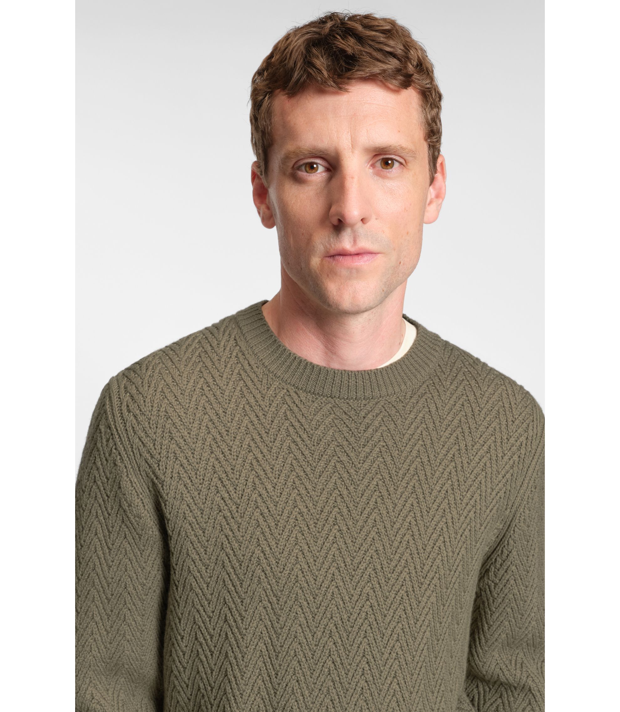 Knitted Sweater Hugo Boss Green Pullover BOSS Virgin-wool Sweater
