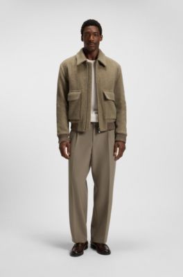 Herringbone-structured sweater in virgin wool and cotton, Natural