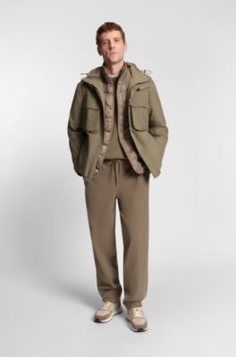 Regular-fit sweater with corduroy rib, Brown