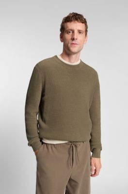 Regular-fit sweater with corduroy rib, Brown