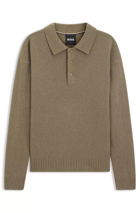 Virgin-wool sweater with polo collar