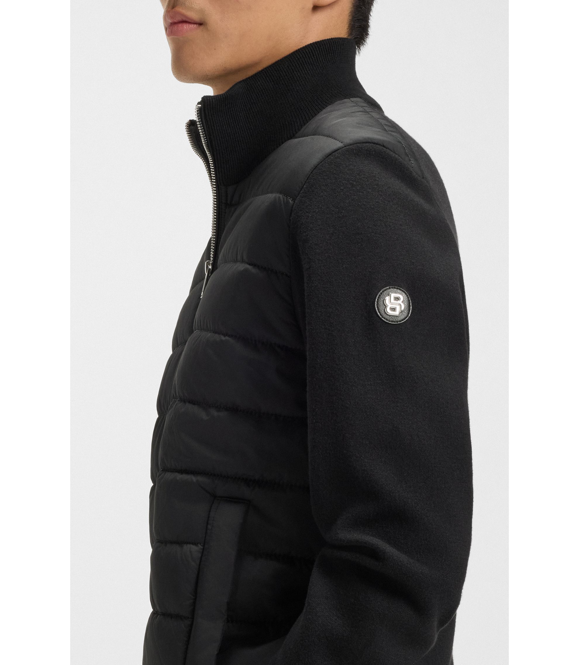 BOSS - ミックスマテリアル ジャケット パデッドフロント - ブラック