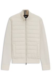 Mixed-material jacket with padded front, Natural