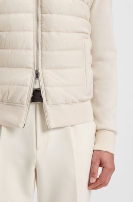 Mixed-material jacket with padded front, Natural