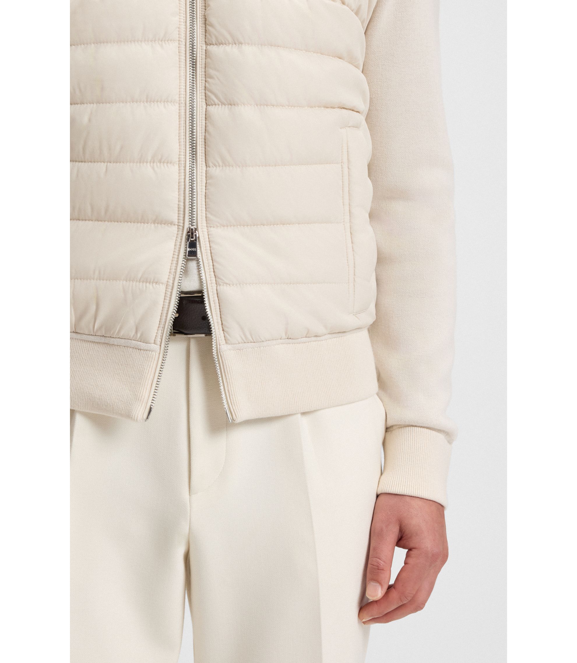 BOSS - ミックスマテリアル ジャケット パデッドフロント - ナチュラル