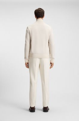 Mixed-material jacket with padded front, Natural