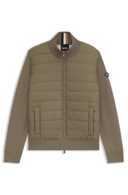 BOSS アイボリー パデッドジャケット BOSS - ミックスマテリアル ジャケット パデッドフロント