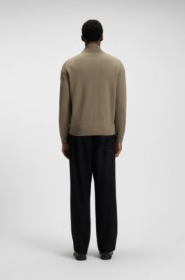 Mixed-material jacket with padded front, Light Brown