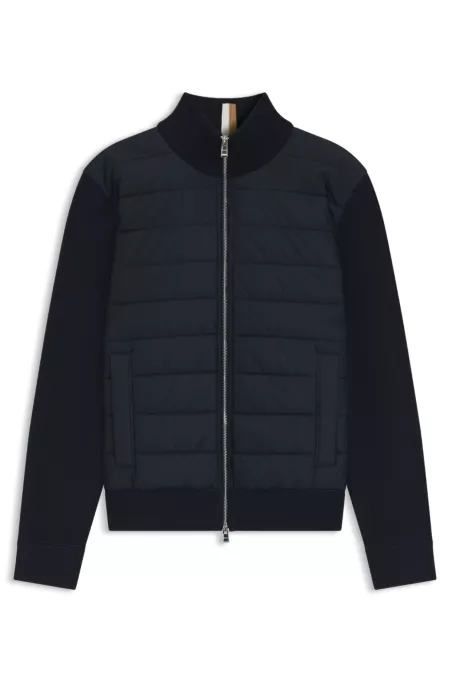 Mixed-material jacket with padded front
