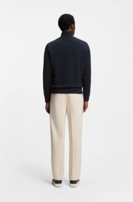 Mixed-material jacket with padded front, Dark Blue