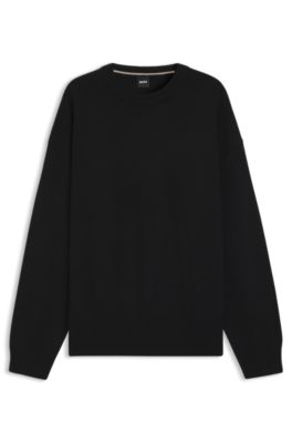 Relaxed-fit sweater in virgin wool, Black
