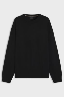Maglione relaxed fit in lana vergine, Nero