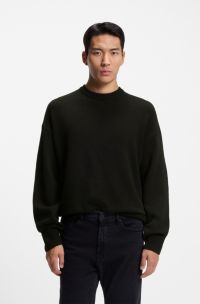 Relaxed-Fit Pullover aus Schurwolle, Schwarz