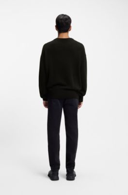 Relaxed-fit sweater in virgin wool, Black