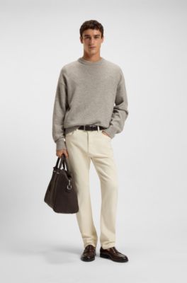 Relaxed-fit sweater in virgin wool, Light Grey