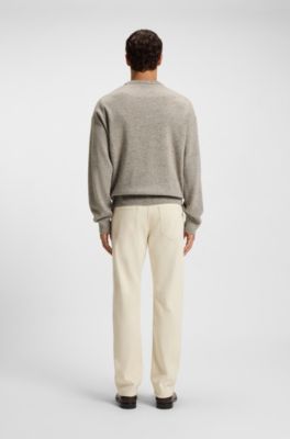 Maglione relaxed fit in lana vergine, Grigio chiaro