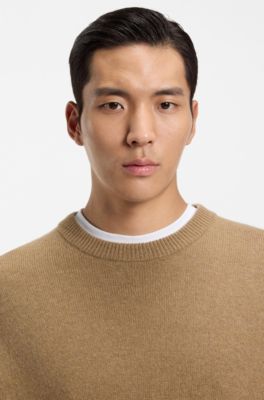 Maglione relaxed fit in lana vergine, Beige