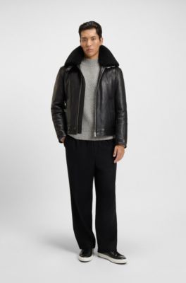 Virgin-wool sweater with structured knit, Light Grey