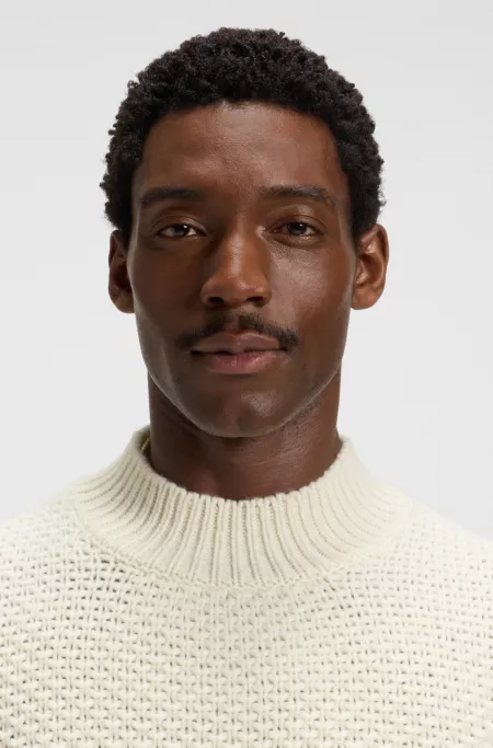 Virgin-wool sweater with structured knit