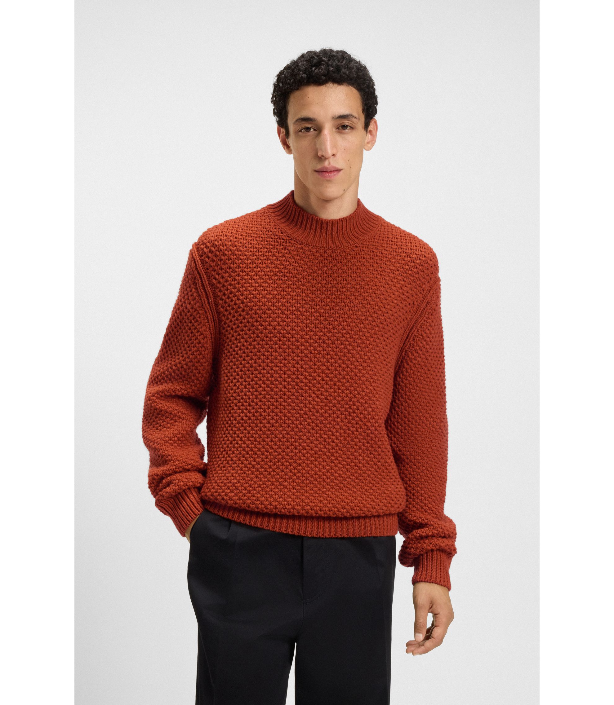 Pullover aus Schurwolle mit strukturiertem Strickmuster