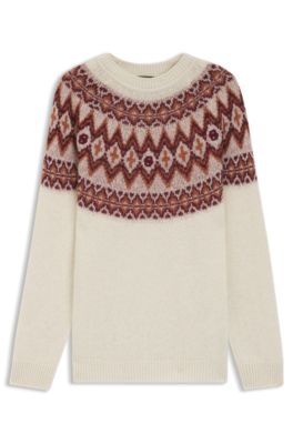 Relaxed-fit sweater with Fair Isle knit, Light Beige
