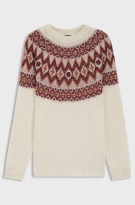 Relaxed-fit sweater with Fair Isle knit, Light Beige