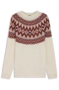 Relaxed-fit sweater with Fair Isle knit, Light Beige