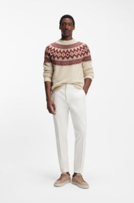 Relaxed-fit sweater with Fair Isle knit, Light Beige