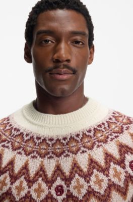 Relaxed-fit sweater with Fair Isle knit, Light Beige