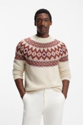 Relaxed-fit sweater with Fair Isle knit, Light Beige