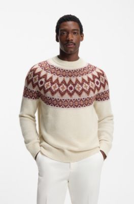 Relaxed-fit sweater with Fair Isle knit, Light Beige