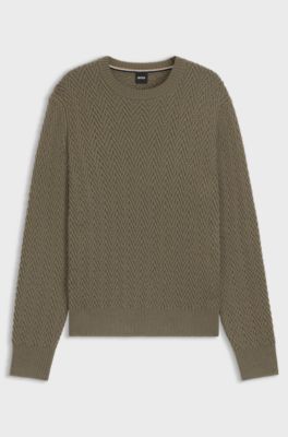 Oversized-fit sweater in cashmere with cotton, Brown