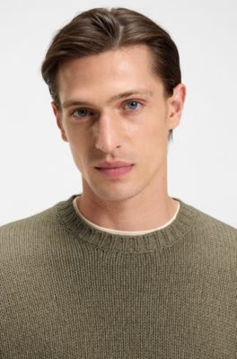 Oversized-fit sweater in cashmere with cotton, Brown