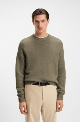 Oversized-fit sweater in cashmere with cotton, Brown